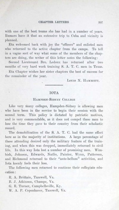 Iota, February 1919